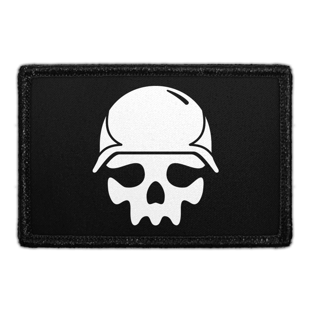 Skull With Military Helmet - Removable Patch — Pull Patch - Removable ...