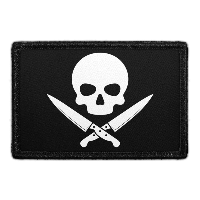 Skull With Knives - Removable Patch - Pull Patch - Removable Patches That Stick To Your Gear