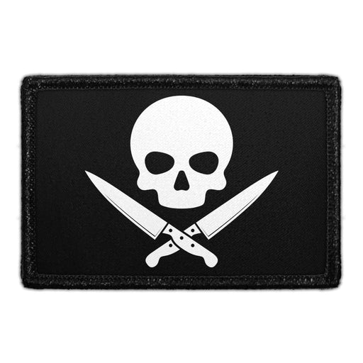 Skull With Knives - Removable Patch - Pull Patch - Removable Patches That Stick To Your Gear