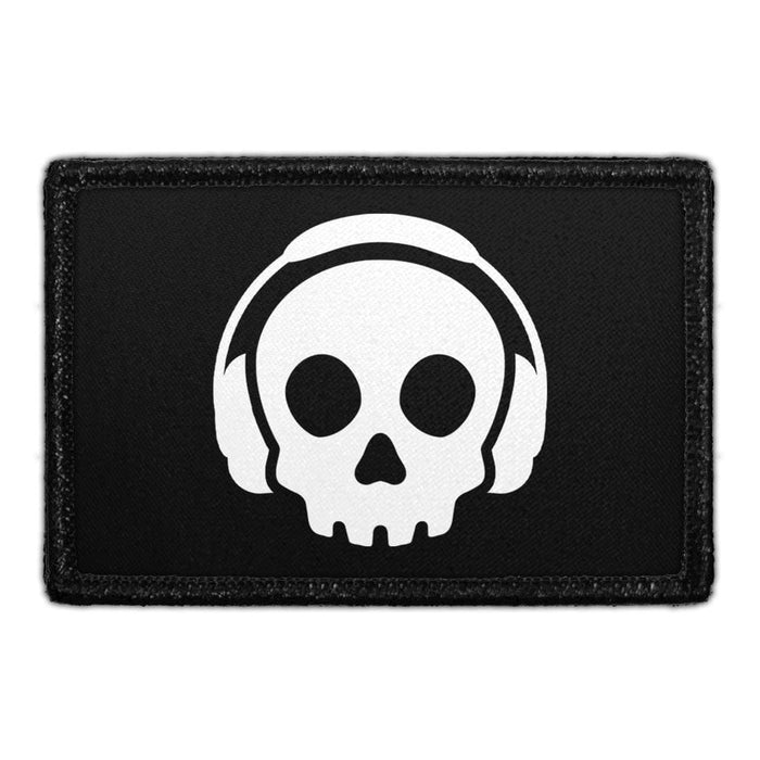 Skull With Headphones - Removable Patch - Pull Patch - Removable Patches That Stick To Your Gear