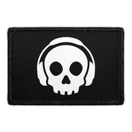 Skull With Headphones - Removable Patch - Pull Patch - Removable Patches That Stick To Your Gear
