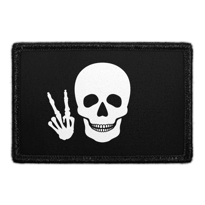 Skull Doing Peace Sign - Removable Patch - Pull Patch - Removable Patches That Stick To Your Gear