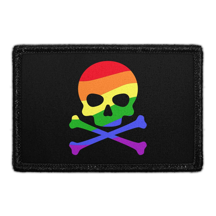 Skull With LGBTQ Colors - Removable Patch - Pull Patch - Removable Patches That Stick To Your Gear