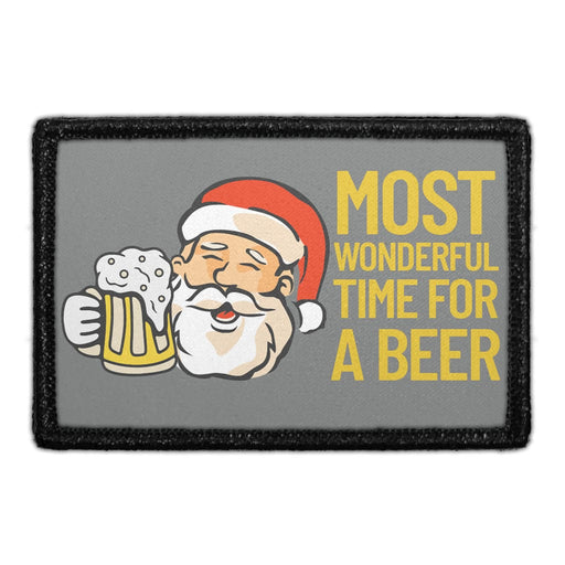 Most Wonderful Time For A Beer - Santa - Removable Patch - Pull Patch - Removable Patches That Stick To Your Gear