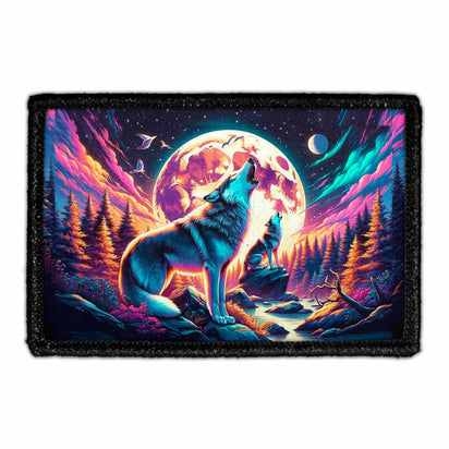 Anime Realism Wolves Howling At The Moon - Removable Patch - Pull Patch - Removable Patches That Stick To Your Gear