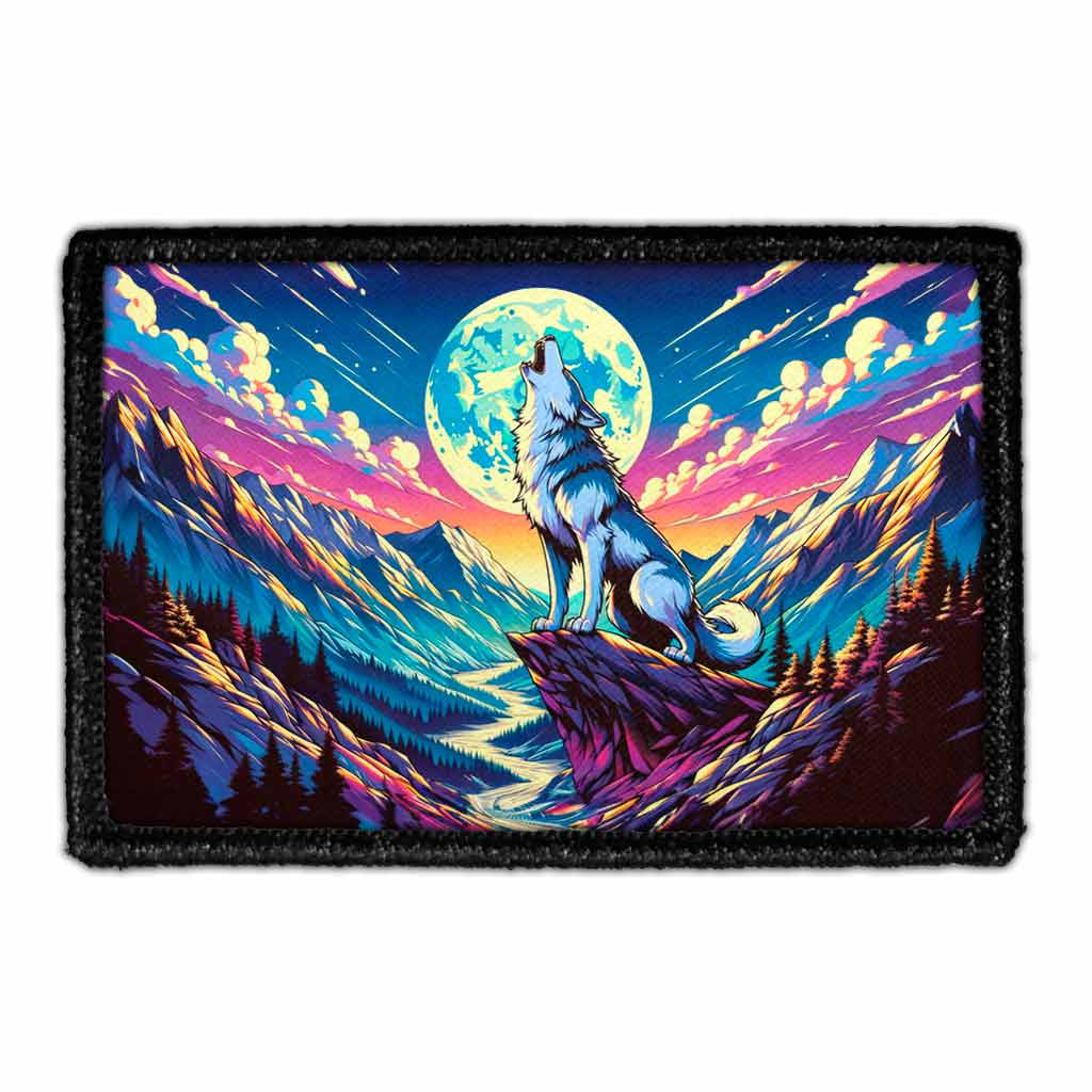 Anime Wolf Howling At The Moon - Removable Patch - Pull Patch - Removable Patches That Stick To Your Gear