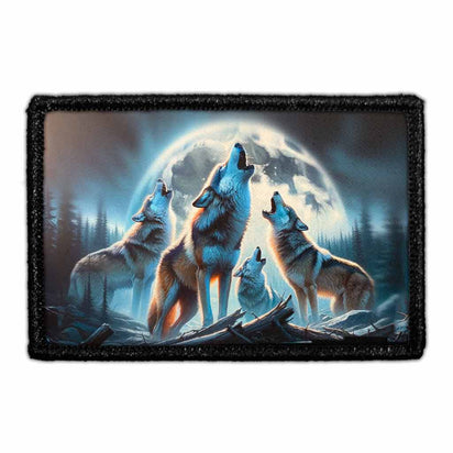 Realism Wolves Howling At The Moon - Removable Patch - Pull Patch - Removable Patches That Stick To Your Gear