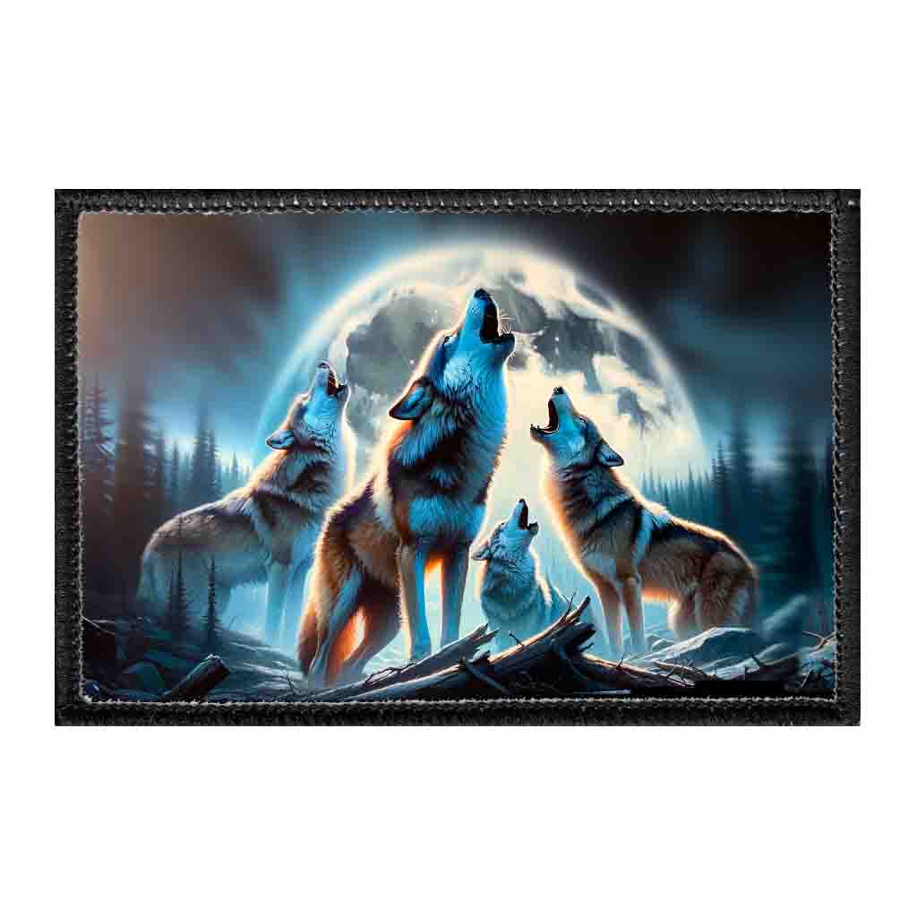 Realism Wolves Howling At The Moon - Removable Patch - Pull Patch - Removable Patches That Stick To Your Gear