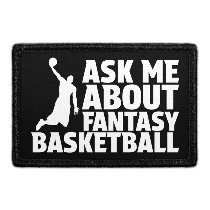 ASK ME ABOUT FANTASY BASKETBALL Meta Data - Crop Image Text - - Removable Patch - Pull Patch - Removable Patches For Authentic Flexfit and Snapback Hats