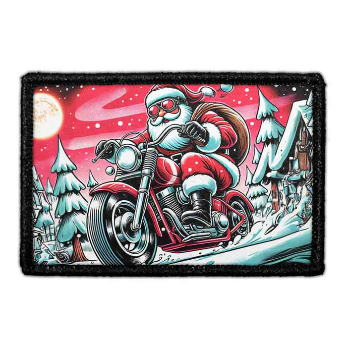 Biker Santa - Removable Patch - Pull Patch - Removable Patches For Authentic Flexfit and Snapback Hats