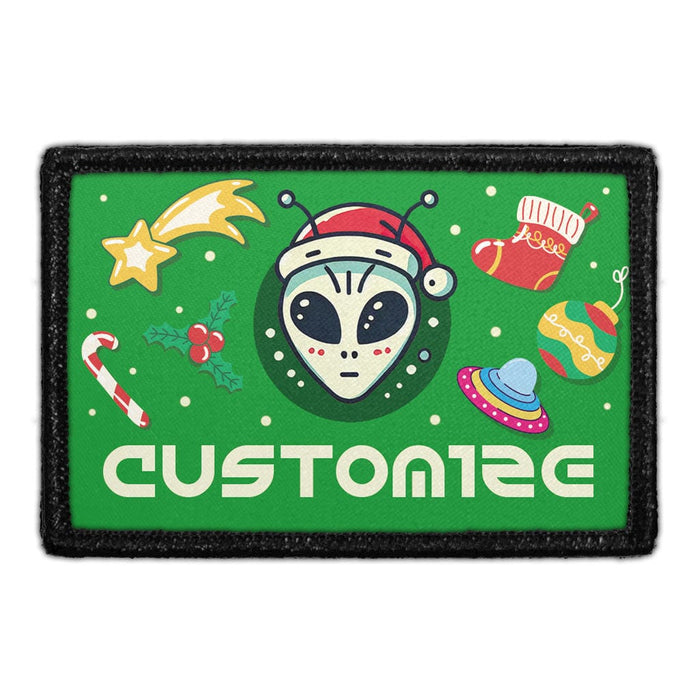 Custom Christmas Alien - Removable Patch - Pull Patch - Removable Patches For Authentic Flexfit and Snapback Hats