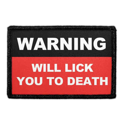 WARNING WILL LICK YOU TO DEATH Meta Data - Crop Image Text - - Removable Patch - Pull Patch - Removable Patches For Authentic Flexfit and Snapback Hats