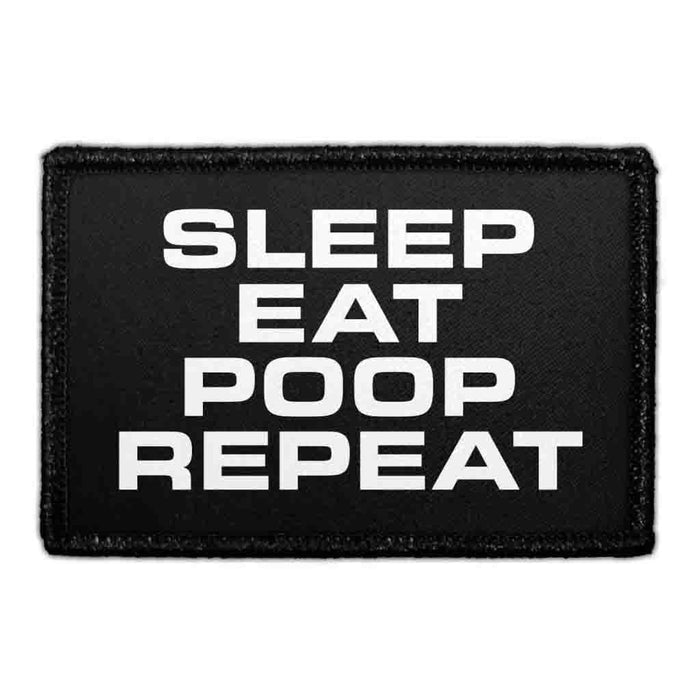Sleep Eat Poop Repeat Meta Data - Crop Image Text - - Removable Patch - Pull Patch - Removable Patches For Authentic Flexfit and Snapback Hats