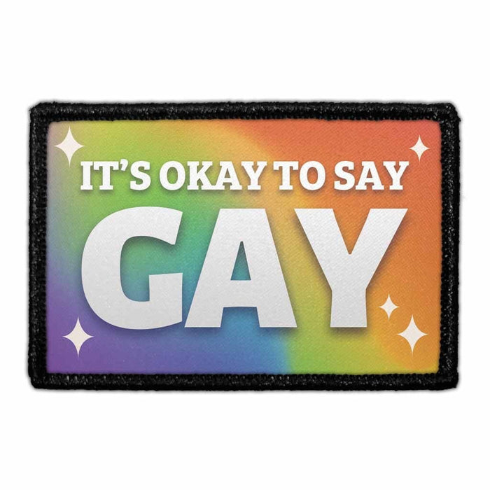 It's Ok to Say Gay Meta Data - Crop Image Text - - Removable Patch - Pull Patch - Removable Patches For Authentic Flexfit and Snapback Hats