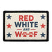 RED WHITE AND WOOF Meta Data - Crop Image Text - - Removable Patch - Pull Patch - Removable Patches For Authentic Flexfit and Snapback Hats