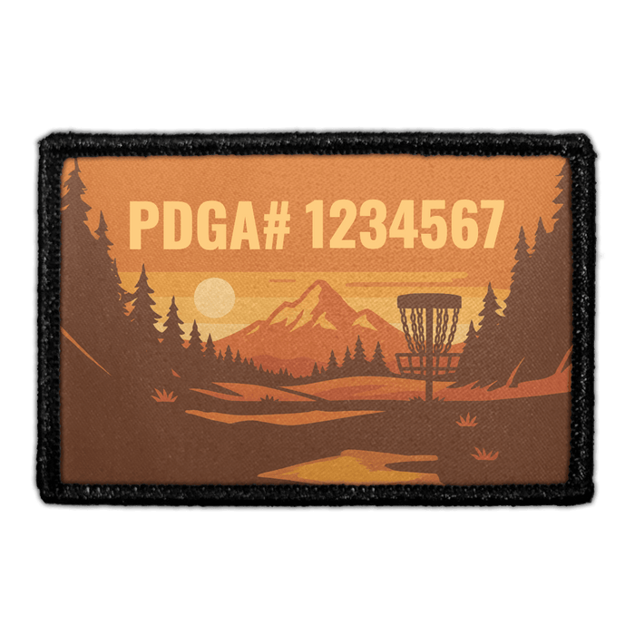 Custom PDGA Number - Mountains - Meta Data - Crop Image Text - - Removable Patch - Pull Patch - Removable Patches For Authentic Flexfit and Snapback Hats