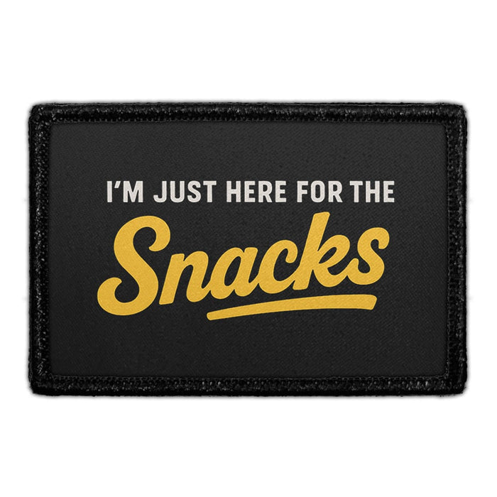 I'M JUST HERE FOR THE SNACKS Meta Data - Crop Image Text - - Removable Patch - Pull Patch - Removable Patches For Authentic Flexfit and Snapback Hats