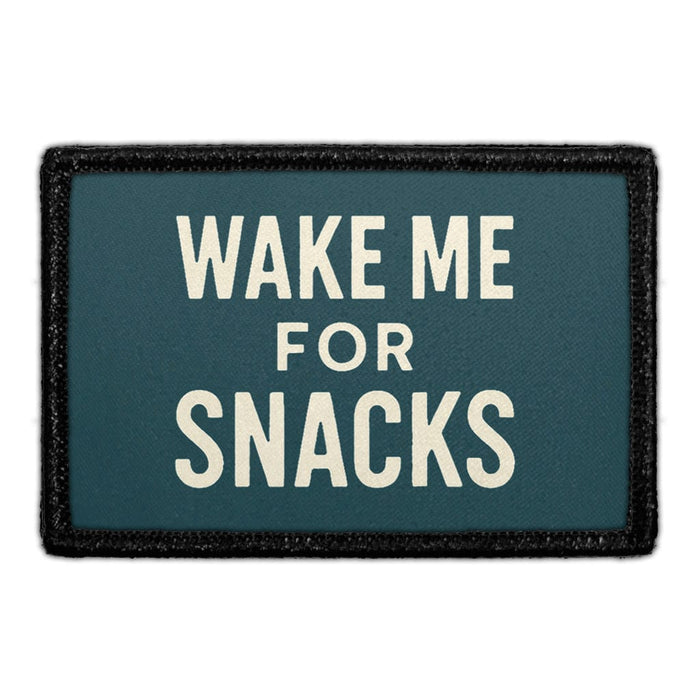 WAKE ME FOR SNACKS Meta Data - Crop Image Text - - Removable Patch - Pull Patch - Removable Patches For Authentic Flexfit and Snapback Hats