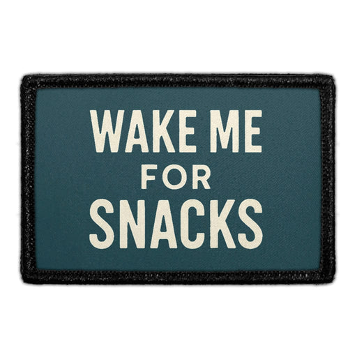 WAKE ME FOR SNACKS Meta Data - Crop Image Text - - Removable Patch - Pull Patch - Removable Patches For Authentic Flexfit and Snapback Hats