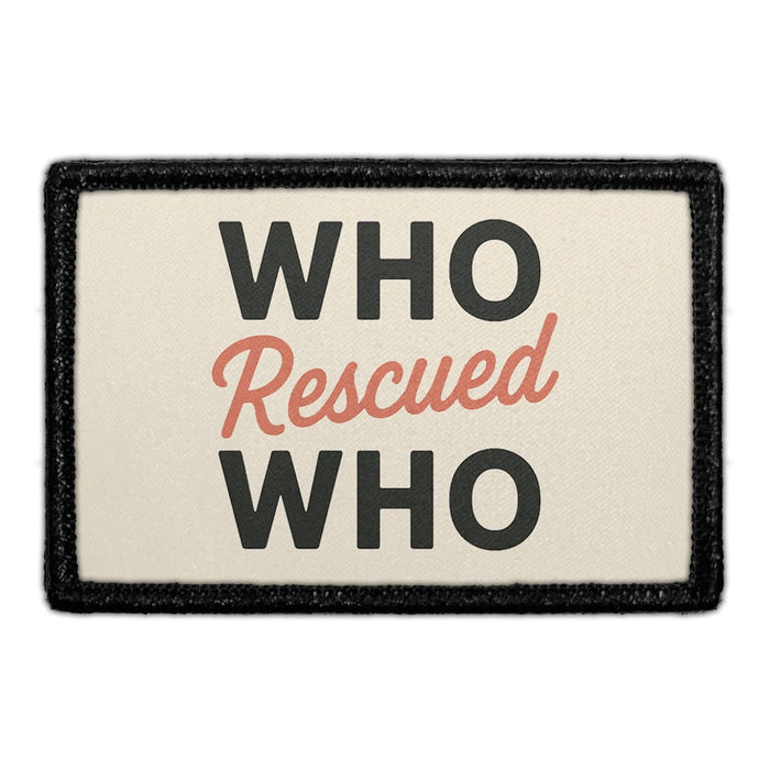 WHO RESCUED WHO Meta Data - Crop Image Text - - Removable Patch - Pull Patch - Removable Patches For Authentic Flexfit and Snapback Hats