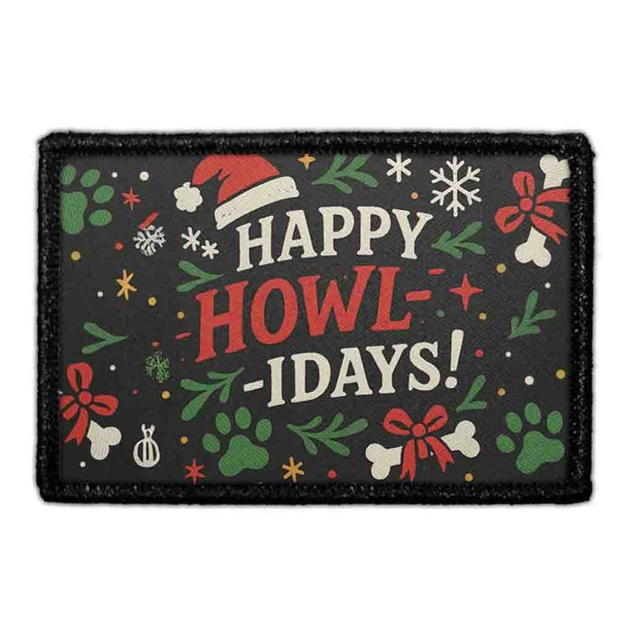 HAPPY HOWL-IDAYS Meta Data - Crop Image Text - - Removable Patch - Pull Patch - Removable Patches For Authentic Flexfit and Snapback Hats