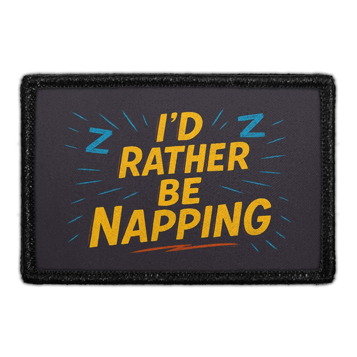 I’d Rather Be Napping Meta Data - Crop Image Text - - Removable Patch - Pull Patch - Removable Patches For Authentic Flexfit and Snapback Hats