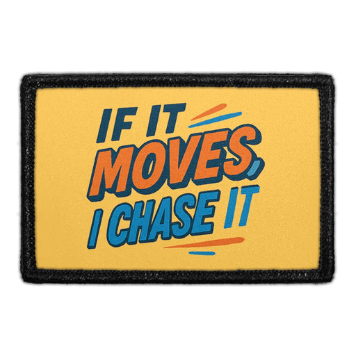 If It Moves, I Chase It Meta Data - Crop Image Text - - Removable Patch - Pull Patch - Removable Patches For Authentic Flexfit and Snapback Hats