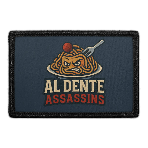 AL DENTE ASSASSINS Meta Data - Crop Image Text - - Removable Patch - Pull Patch - Removable Patches For Authentic Flexfit and Snapback Hats