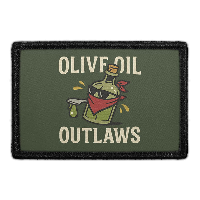 OLIVE OIL OUTLAWS Meta Data - Crop Image Text - - Removable Patch - Pull Patch - Removable Patches For Authentic Flexfit and Snapback Hats