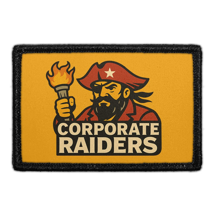 PP-P-32-5604 - Corporate Raiders Removable Patch - Meta Data - Crop Image Text - - Removable Patch - Pull Patch - Removable Patches For Authentic Flexfit and Snapback Hats