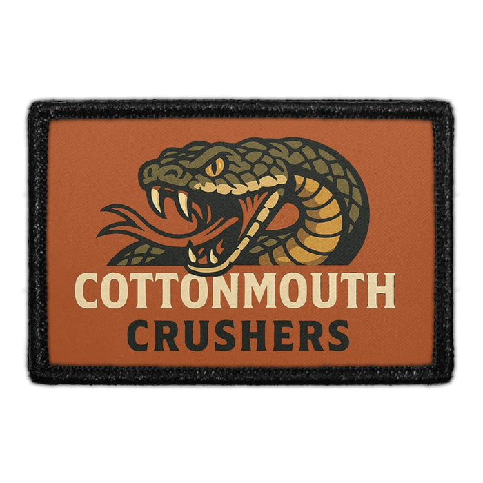 PP-P-32-5605 - COTTONMOUTH CRUSHERS Removable Patch - - Meta Data - Crop Image Text - - Removable Patch - Pull Patch - Removable Patches For Authentic Flexfit and Snapback Hats