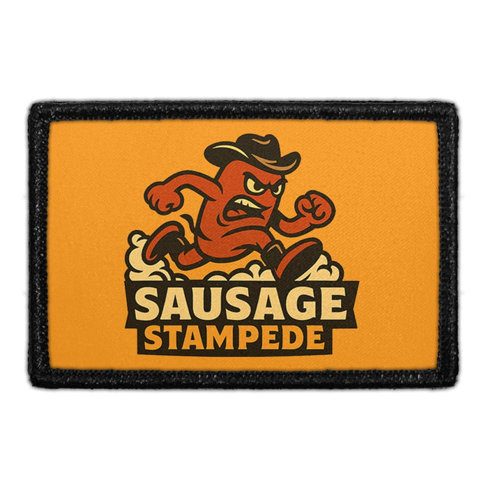 PP-P-32-5609_-Sausage_Stampede - Meta Data - Crop Image Text - - Removable Patch - Pull Patch - Removable Patches For Authentic Flexfit and Snapback Hats