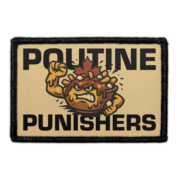 PP-P-32-5625 - POUTINE PUNISHERS - Crop Image Text - - Removable Patch - Pull Patch - Removable Patches For Authentic Flexfit and Snapback Hats