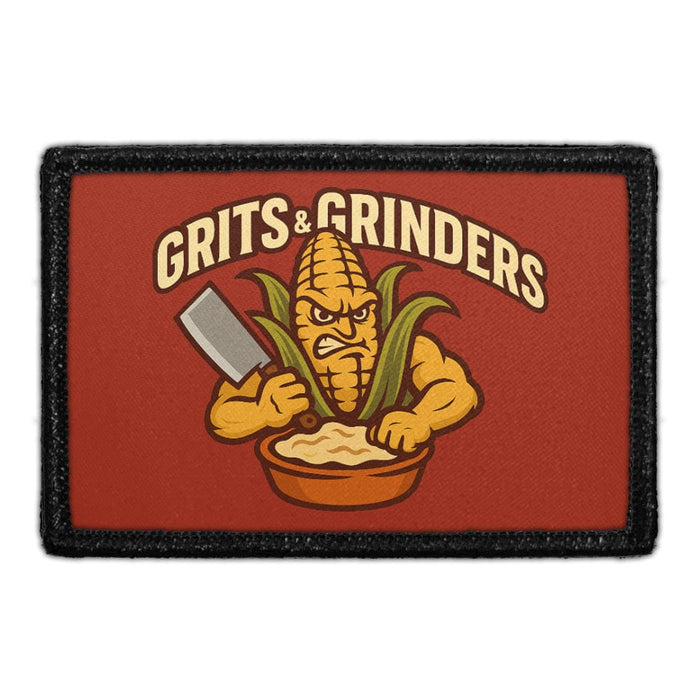 GRITS_GRINDERS Meta Data - Crop Image Text - - Removable Patch - Pull Patch - Removable Patches For Authentic Flexfit and Snapback Hats