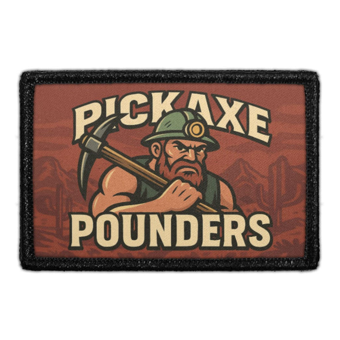 PICKAXE POUNDERS Meta Data - Crop Image Text - - Removable Patch - Pull Patch - Removable Patches For Authentic Flexfit and Snapback Hats