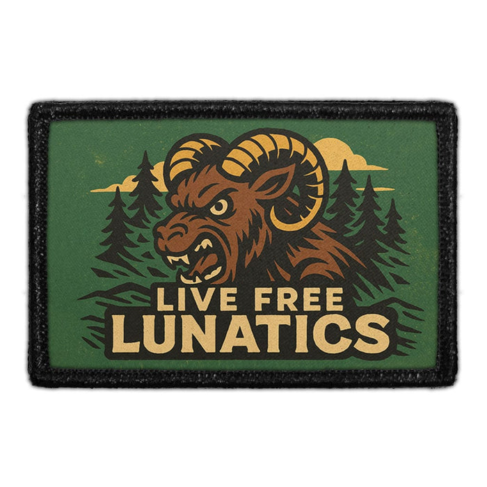 LIVE FREE LUNATICS.  Meta Data - Crop Image Text - - Removable Patch - Pull Patch - Removable Patches For Authentic Flexfit and Snapback Hats