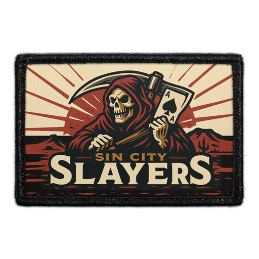 SIN CITY SLAYERS Meta Data - Crop Image Text - - Removable Patch - Pull Patch - Removable Patches For Authentic Flexfit and Snapback Hats