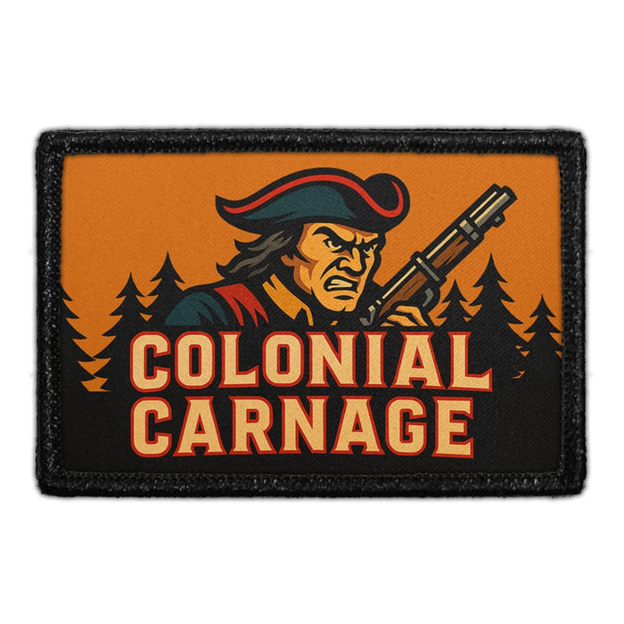 COLONIAL CARNAGE Meta Data - Crop Image Text - - Removable Patch - Pull Patch - Removable Patches For Authentic Flexfit and Snapback Hats