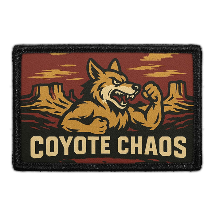 COYOTE CHAOS Meta Data - Crop Image Text - - Removable Patch - Pull Patch - Removable Patches For Authentic Flexfit and Snapback Hats