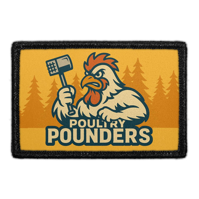 POULTRY POUNDERS Meta Data - Crop Image Text - - Removable Patch - Pull Patch - Removable Patches For Authentic Flexfit and Snapback Hats
