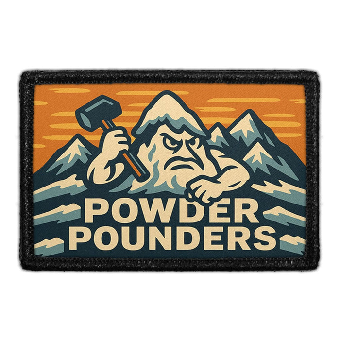 POWDER POUNDERS Meta Data - Crop Image Text - - Removable Patch - Pull Patch - Removable Patches For Authentic Flexfit and Snapback Hats