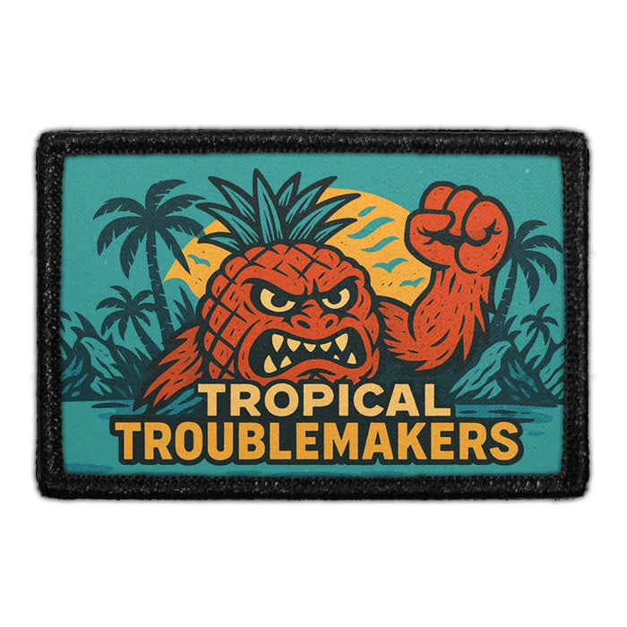 TROPICAL TROUBLEMAKERS Meta Data - Crop Image Text - - Removable Patch - Pull Patch - Removable Patches For Authentic Flexfit and Snapback Hats