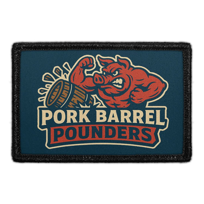PORK BARREL POUNDERS Meta Data - Crop Image Text - - Removable Patch - Pull Patch - Removable Patches For Authentic Flexfit and Snapback Hats