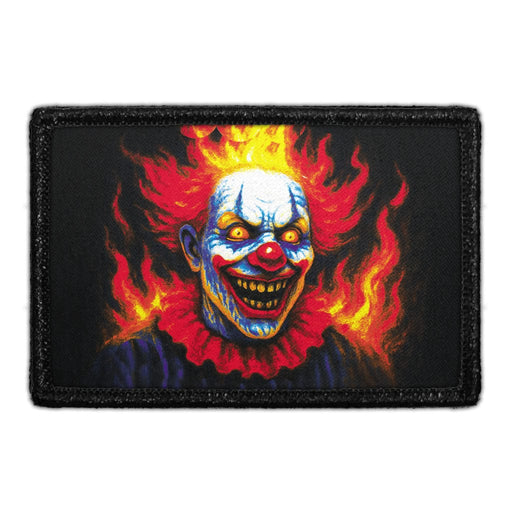 THE BONFIRE FOOL - SCARY CLOWN  Meta Data - Crop Image Text - - Removable Patch - Pull Patch - Removable Patches For Authentic Flexfit and Snapback Hats
