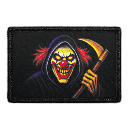 THE GRIN REAPER - SCARY CLOWN Meta Data - Crop Image Text - - Removable Patch - Pull Patch - Removable Patches For Authentic Flexfit and Snapback Hats