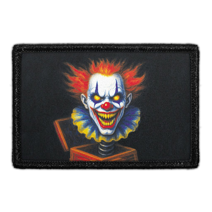 JACK-IN-THE-BOX FROM HELL - SCARY CLOWN Meta Data - Crop Image Text - - Removable Patch - Pull Patch - Removable Patches For Authentic Flexfit and Snapback Hats