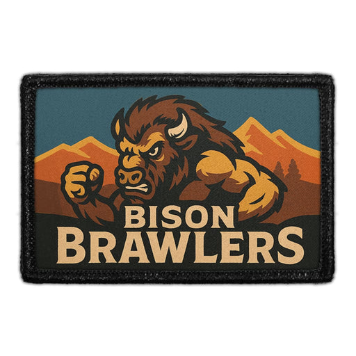 BISON BRAWLERS Meta Data - Crop Image Text - - Removable Patch - Pull Patch - Removable Patches For Authentic Flexfit and Snapback Hats