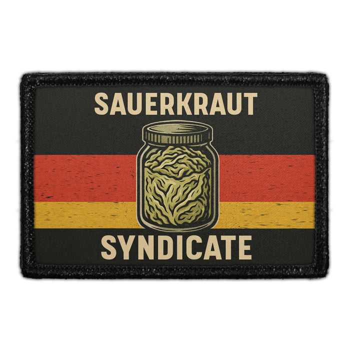 SAUERKRAUT SYNDICATE Meta Data - Crop Image Text - - Removable Patch - Pull Patch - Removable Patches For Authentic Flexfit and Snapback Hats