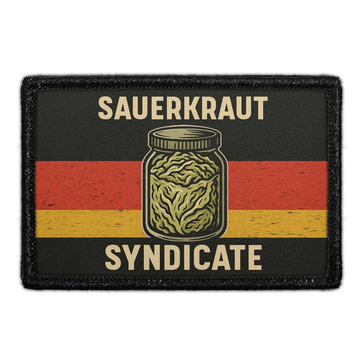 SAUERKRAUT SYNDICATE Meta Data - Crop Image Text - - Removable Patch - Pull Patch - Removable Patches For Authentic Flexfit and Snapback Hats