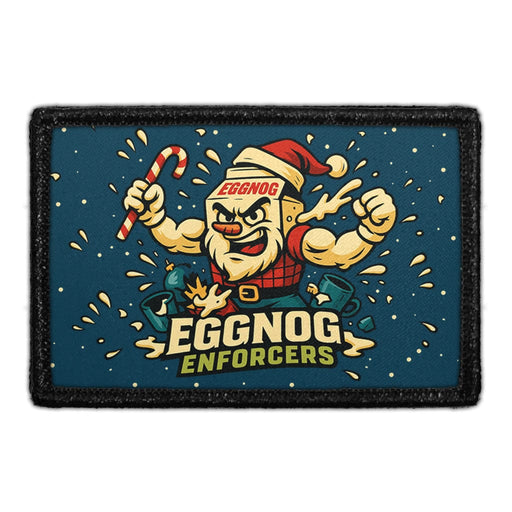 EGGNOG ENFORCERS Meta Data - Crop Image Text - - Removable Patch - Pull Patch - Removable Patches For Authentic Flexfit and Snapback Hats